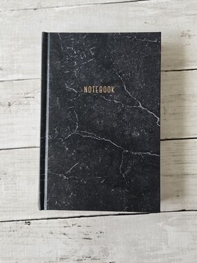 DesignWorks Ink Black Marble Notebook with White Logo